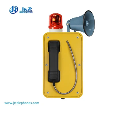 Teléfono Ringdown resistente a la intemperie con luz de advertencia y bocina para la industria, teléfono de línea directa para túneles